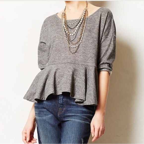 Anthropologie Tops - Saturday Sunday Heather Gray Peplum Top Size Large